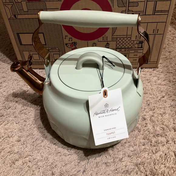 Hearth & Hand with Magnola - 2qt Stainless Steel Arch Cutout Teapot Serene Green - Picture 5 of 13